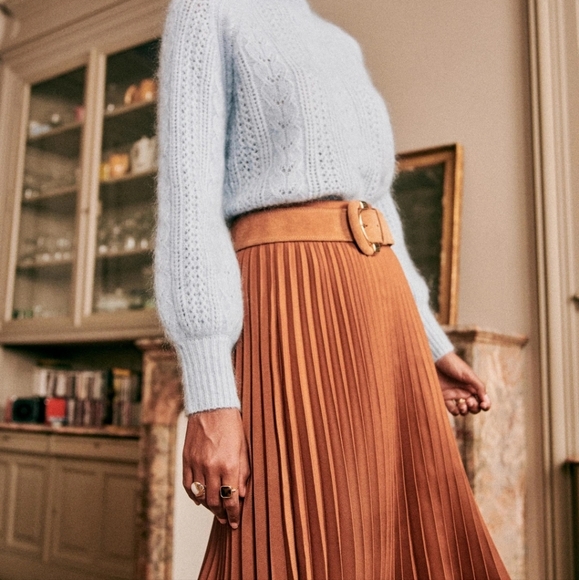 Sezane Dino Midi-Length Pleaded Skirt - Picture 3 of 13